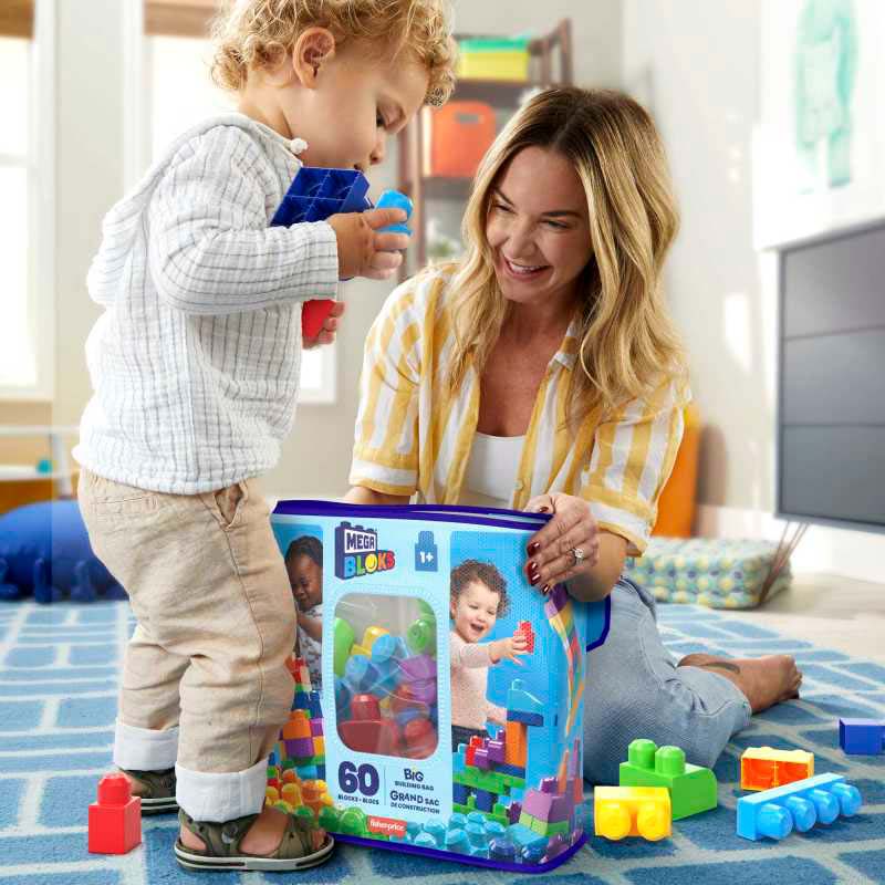 Mega Bloks First Builders Big Building Bag 60 Pieces Blue image 0