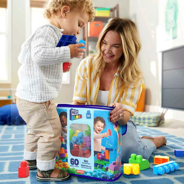 Mega Bloks First Builders Big Building Bag 60 Pieces Blue image 1
