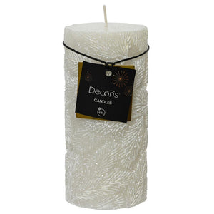 Decoris Snow Leaf Pillar Candle - Winter White image 0