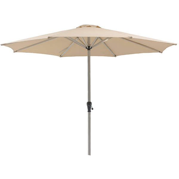 Bramblecrest 3m Round Brushed Aluminium Crank Handle Parasol, Sand image 0
