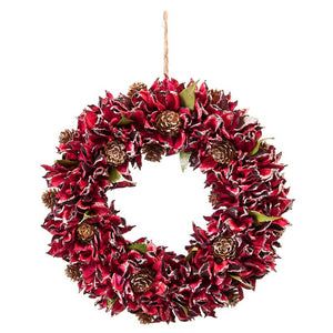 Festive Red Leaf Wreath - 30cm image