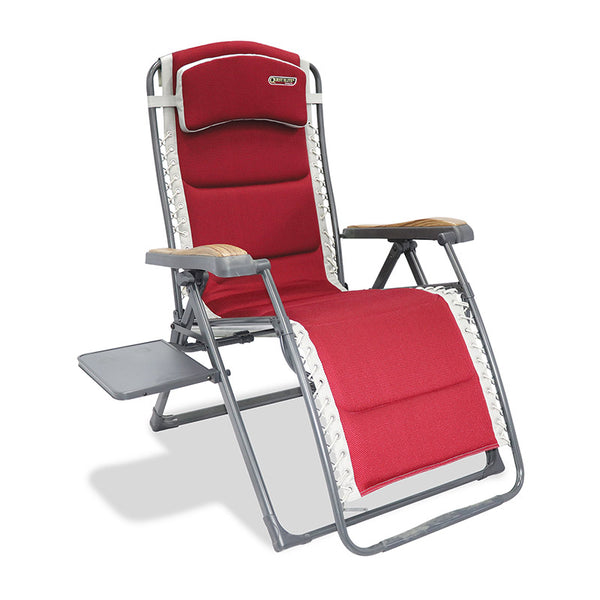Quest Elite Bordeaux Pro Relax XL Outdoor Chair in Red with Side Table &amp; Headrest image 1