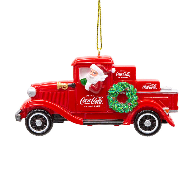 Coca Cola Santa Pickup Truck Hanging Ornament image 0