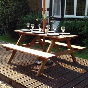 Charles Taylor Six Seater Rectangular Wooden Picnic Table (Requires Assembly) image 3