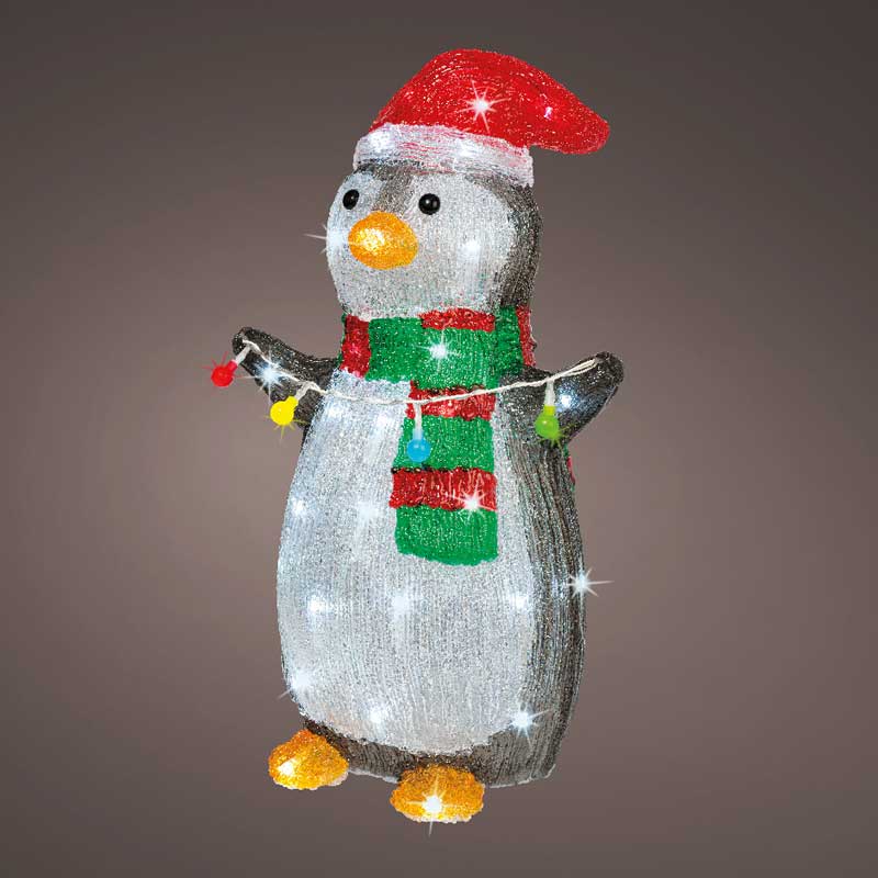 Lumineo LED Flashing Colourful Acrylic Penguin (45cm) image 0