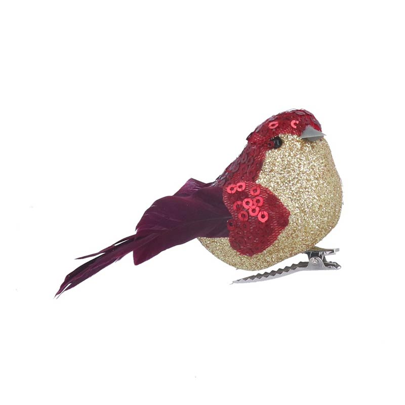 Gisela Graham Burgundy Mini Bird Clip image 0