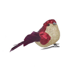 Gisela Graham Burgundy Mini Bird Clip image 0