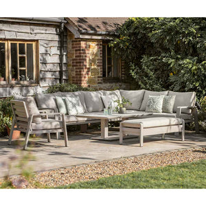 Bramblecrest Prague Modular L-Shape Sofa Set in Latte with Height-Adjustable Table (Seats 8) image 1