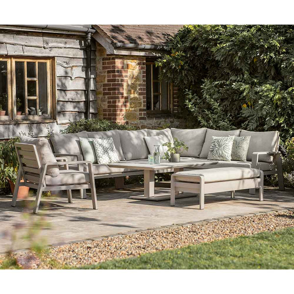 Bramblecrest Prague Modular L-Shape Sofa Set in Latte with Height-Adjustable Table (Seats 8) image 1