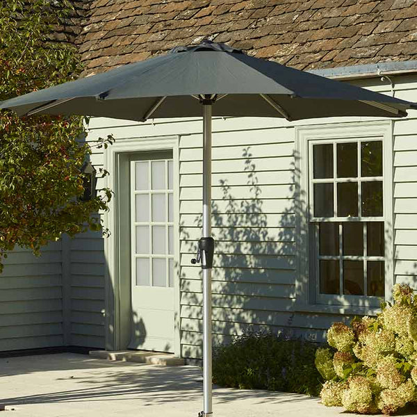 Bramblecrest 2.5m Round Brushed Aluminium Crank Handle Parasol, Grey image 0
