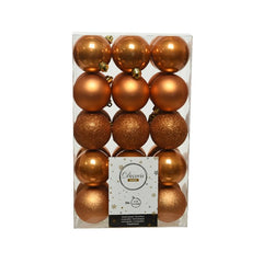 Decoris Shatterproof Baubles in Amber (Pack of 30) image 0