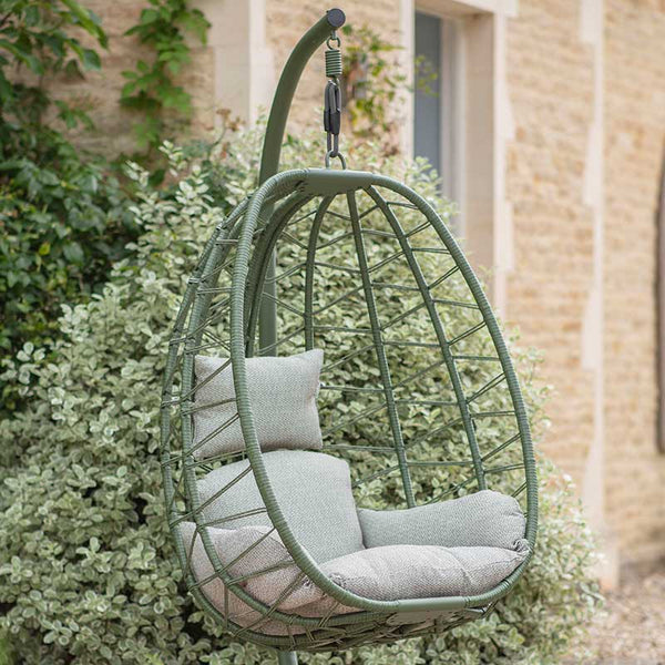 Bramblecrest Santiago Single Folding Open Weave Hanging Egg Chair in Sage image 1