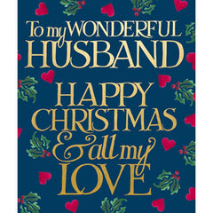 Woodmansterne Husband Heart & Holly Christmas Card image 0