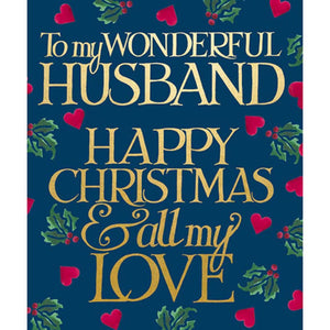 Woodmansterne Husband Heart & Holly Christmas Card image 0