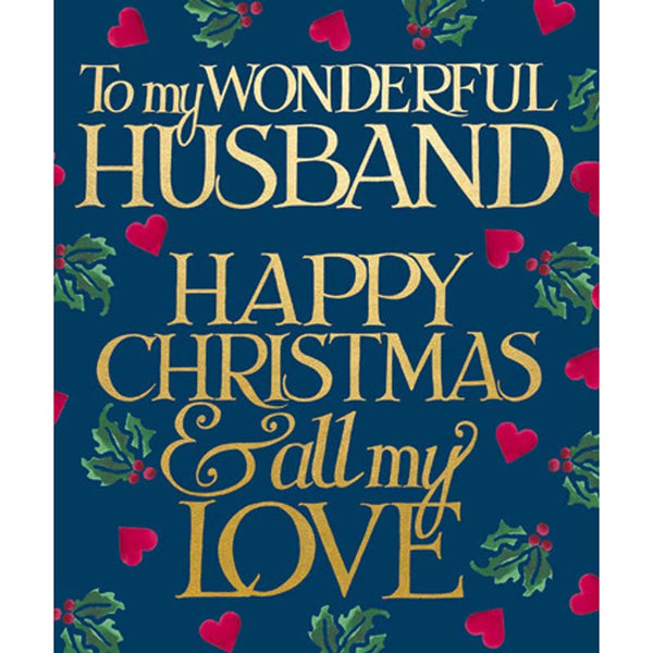 Woodmansterne Husband Heart & Holly Christmas Card image 0