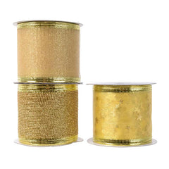 Decoris Gold Glitter Ribbon (Assorted Designs) image 0