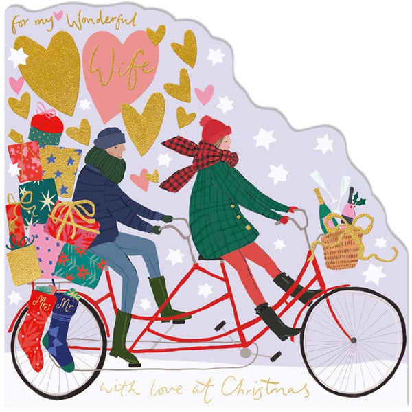 Woodmansterne Wife Bicycle Couple Christmas Card