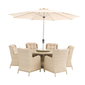 Bramblecrest Somerford Rattan 6 Seat Round Dining Set with Lazy Susan, Parasol &amp; Base image 4