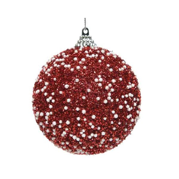 Decoris Foam Bauble with Glitter & White Dots in Red image 0