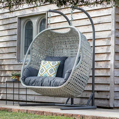 Bramblecrest Monterey Double Hanging Cocoon in Dove Grey Rattan image 0