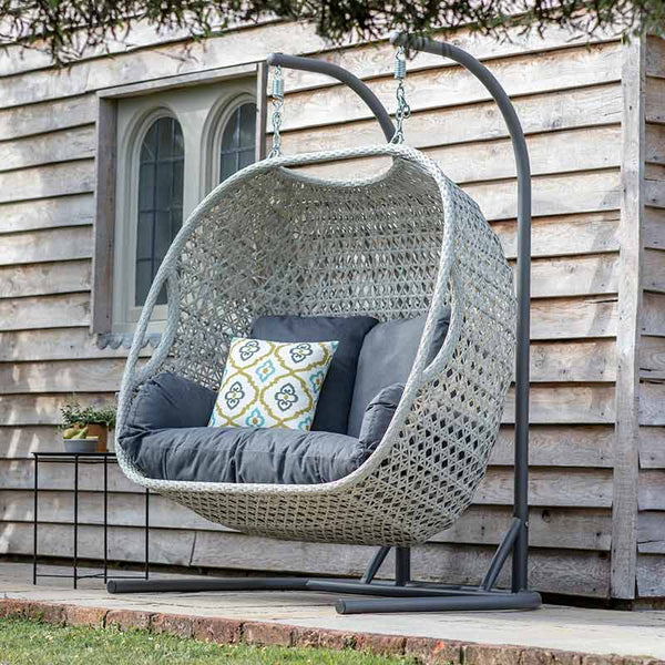 Bramblecrest Monterey Double Hanging Cocoon in Dove Grey Rattan image 0