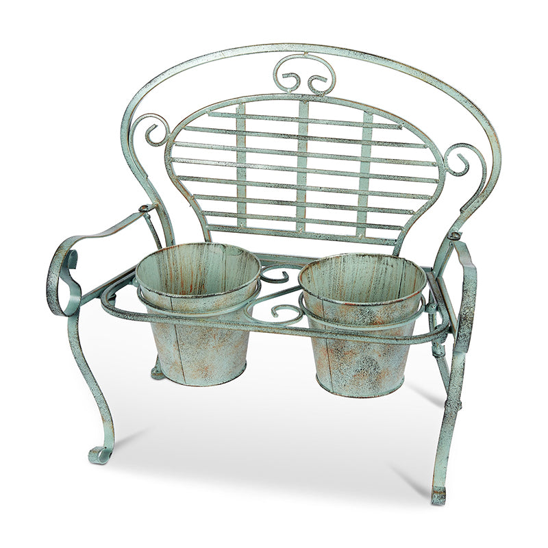 Aged Metal Bench Garden Planter image 0
