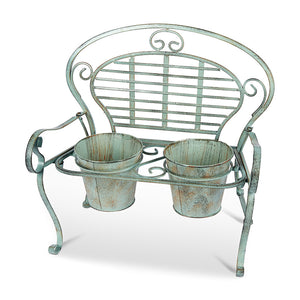 Aged Metal Bench Garden Planter image 0