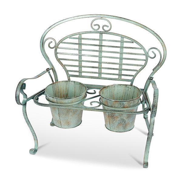 Aged Metal Bench Garden Planter image 0
