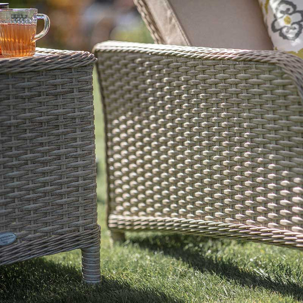 Bramblecrest Somerford Sandstone Rattan Sun Lounger with Side Table image 3
