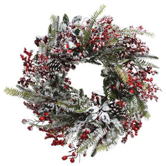 Everlands Frosted Red Berry & Pinecone Wreath image 0
