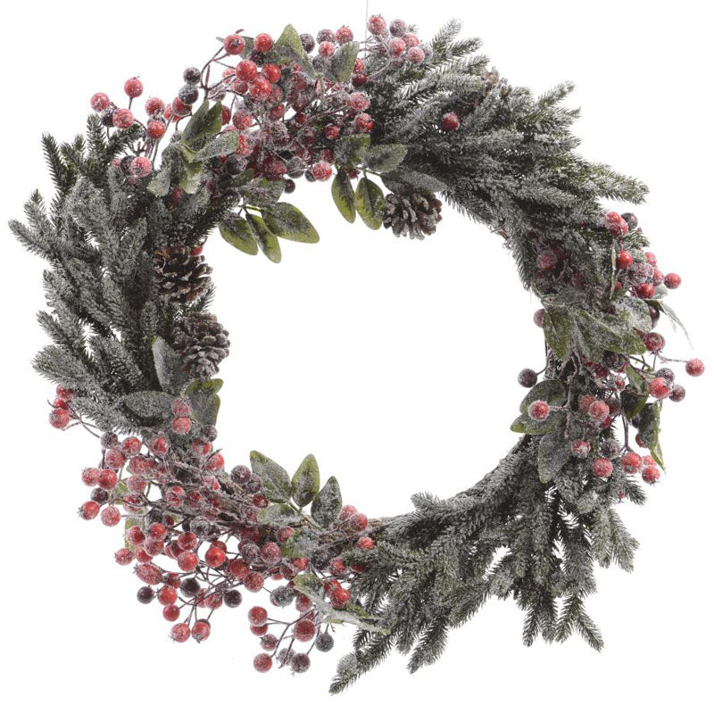 Everlands Frosted Red Berry Wreath image 0