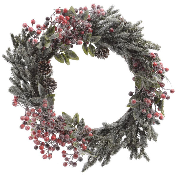 Everlands Frosted Red Berry Wreath image 0
