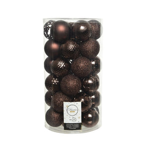Decoris Shatterproof Baubles in Dark Brown (Pack of 37) image 0