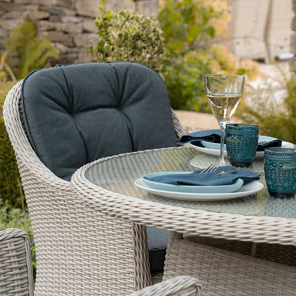 Bramblecrest Monterey 4 Seat Garden Dining Set in Dove Grey with Round Table, Parasol &amp; Base image 4