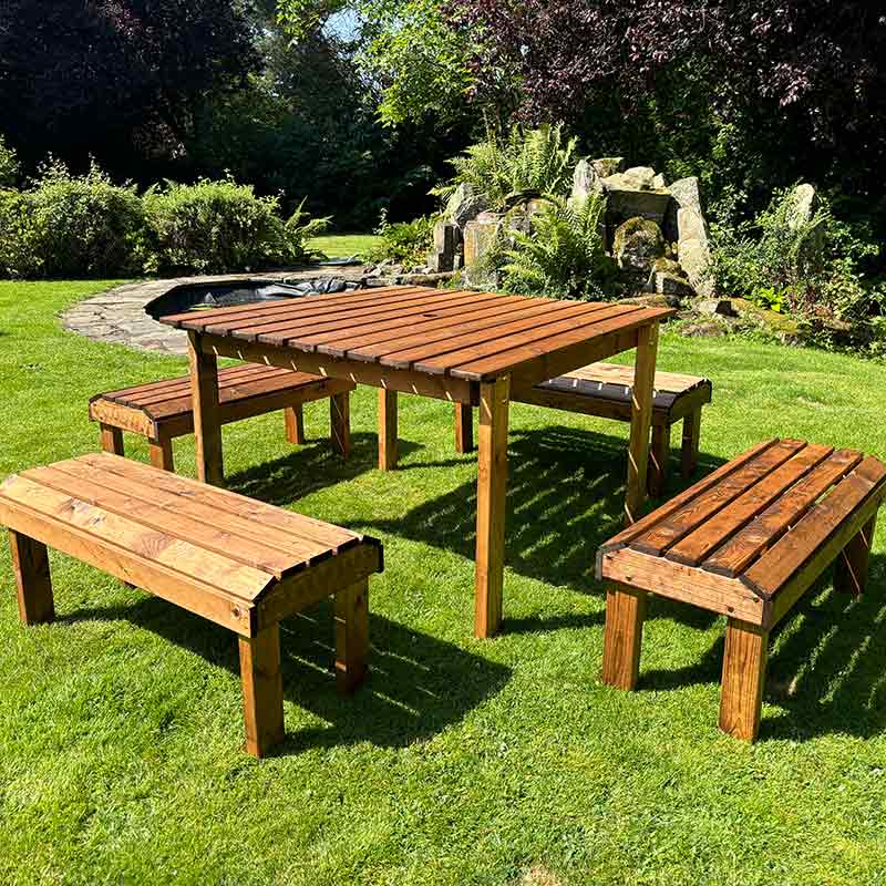 Charles Taylor Knights 8-Seater Square Wooden Garden Dining Set (Requires Assembly) image 0