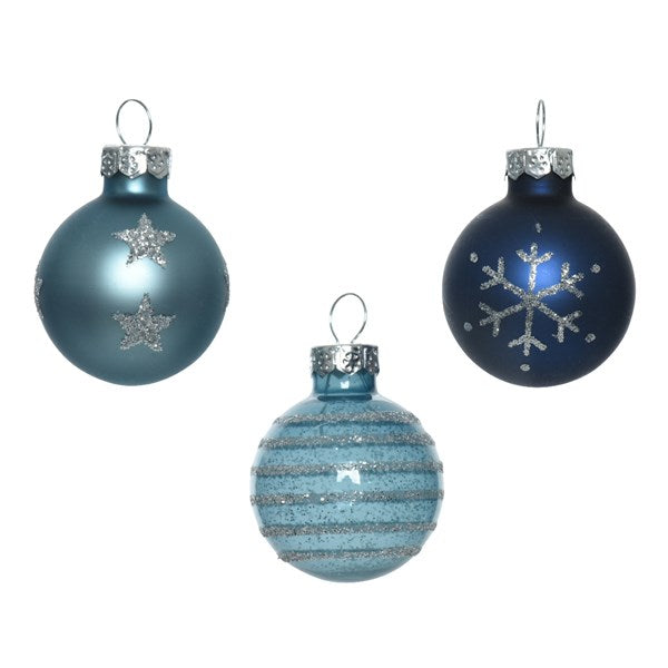Decoris Shatterproof Baubles in Blue (Pack of 9) image 0