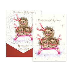 Wrendale Designs Notecard Pack - Sledgehogs (Pack of 8) image 0