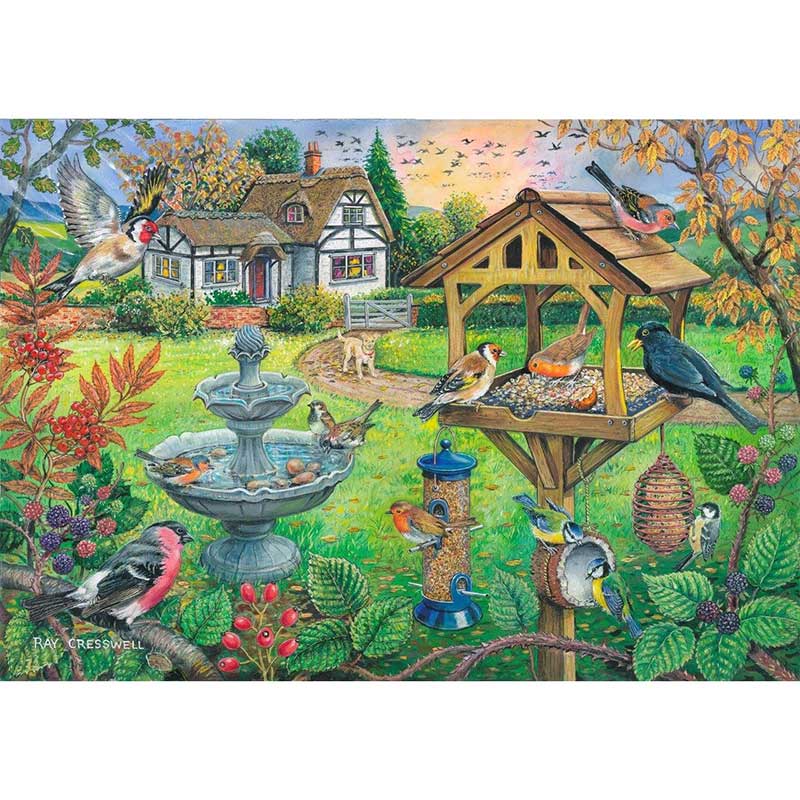 House of Puzzles Bird Table Big 500 Piece Jigsaw Puzzle image 0