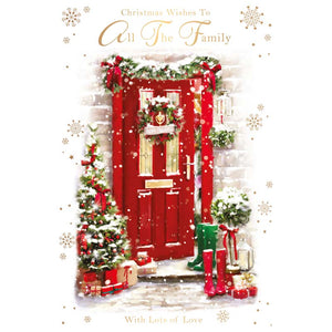 Words N Wishes Red Christmas Front Door Scene Christmas Card image 0