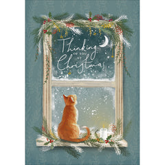 Woodmansterne Cat by a Tree Christmas Card image 0