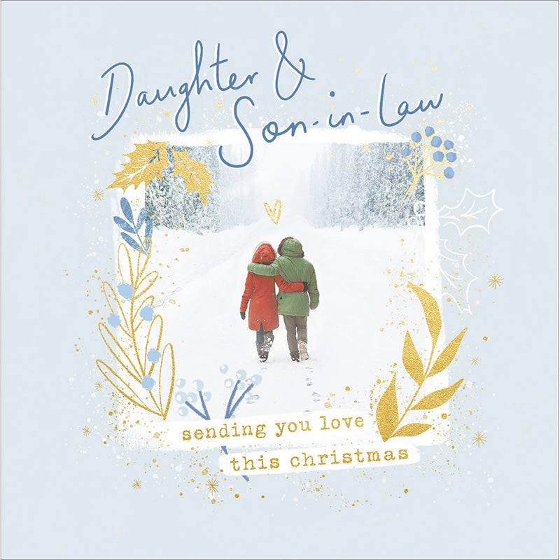 Woodmansterne Couple Cuddling Daughter & Son-In-Law Christmas Card image 0