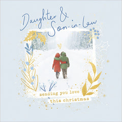 Woodmansterne Couple Cuddling Daughter & Son-In-Law Christmas Card image 0