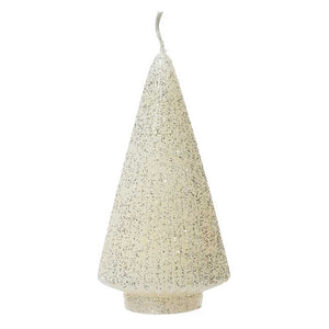 Decoris White Glitter Tree Candle image 0