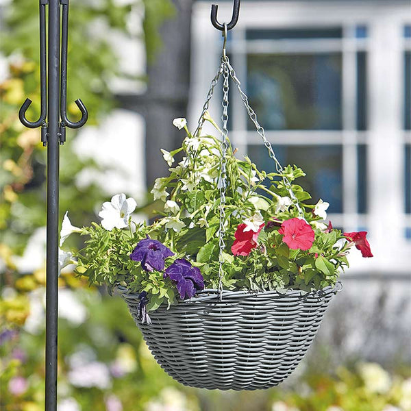Smart Garden Faux Rattan Hanging Basket - Slate Grey (14 inch) image 0