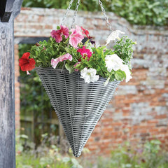 Smart Garden Faux Rattan Hanging Cone - Slate Grey (14 inch) image 0