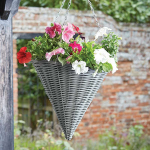 Smart Garden Faux Rattan Hanging Cone - Slate Grey (14 inch) image 0