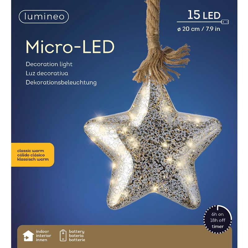 Lumineo Micro LED Hanging Glass Star image 0