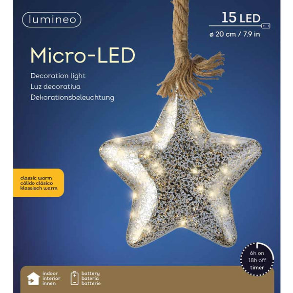 Lumineo Micro LED Hanging Glass Star image 1