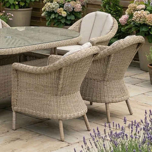 Orchard Life Bramley 6 Seat Outdoor Dining Set in Oatmeal Weave with Parasol image 2