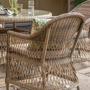 Bramblecrest RHS Rosemoor 4 Seat Round Rattan Garden Dining Set with 2.5m Parasol &amp; Base image 4